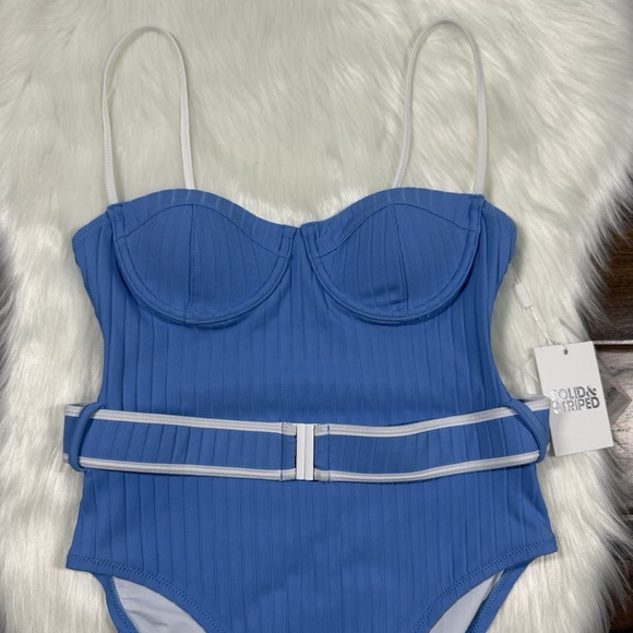 Solid & Striped Women's Size Small Blue The Spencer Belted One Piece Swimsuit - Picture 2 of 12